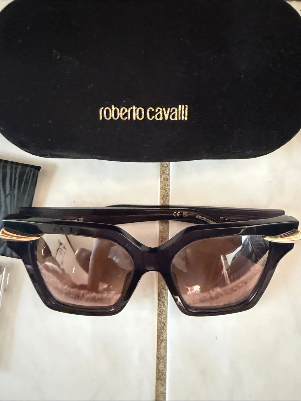 Roberto Cavalli Women's gold pinkish Gradient Square Sunglasses